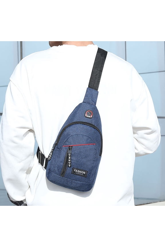 Small Sling Bag Crossbody Chest Shoulder Water Resistant Travel Bag for Men Women With Earphone Hole Under $5