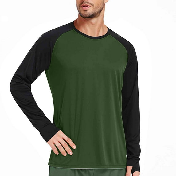 Yaoyar Solid Color Performance Long Sleeve Top for Men, Quick Dry Breathable Tee with Mesh Panel, Athletic Active Wear Pullover