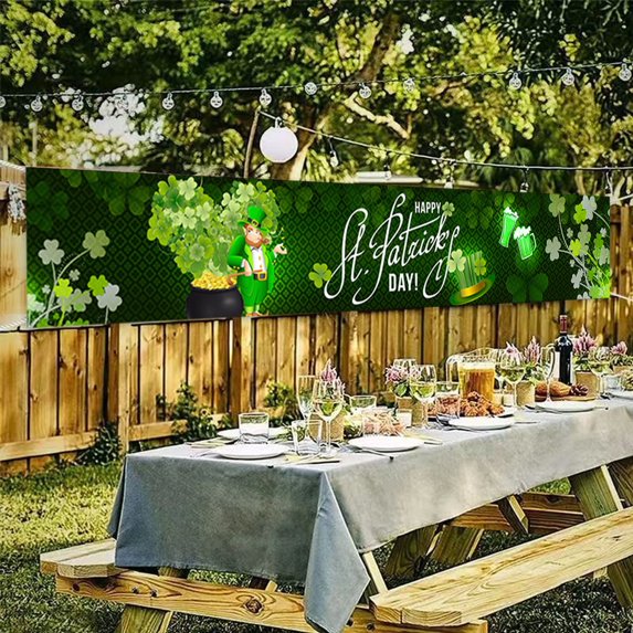 Yaoyar St Patrick's Day Banner Holiday Ambiance Decorations Patio Party Hanging Banner St. Patrick's Day Gifts