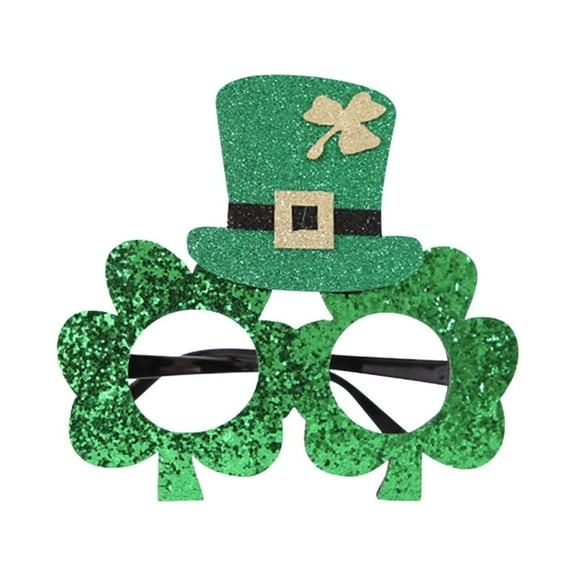 Yaoyar St. Patricks Day Gifts St. Patrick's Day Decoration Glasses Irish Festival Green Hat Glasses Gift Ornament under $5