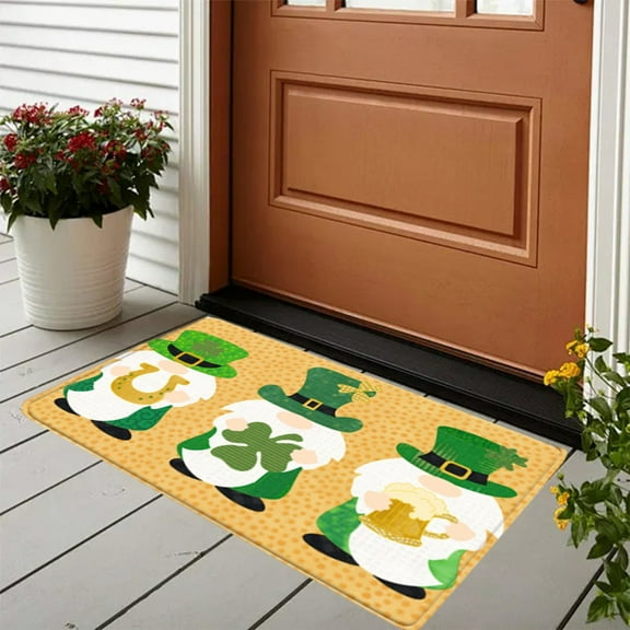 Yaoyar St. Patricks Day Gifts St. Patrick's Day Door Mat Front Door Mat Bath Rug Super Absorbent Quick Dry - Rubber Backing Non Slip Washable Bathroom Floor Mats 16x24 IN on clearance under $5