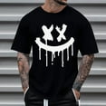 thumbnail image 1 of Yaoyar Summer Fashion Casual Men's Round Neck Graffiti Expression Pattern Printed T-shirt Top Black,S, 1 of 4