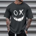 thumbnail image 1 of Yaoyar Summer Fashion Casual Men's Round Neck Graffiti Expression Pattern Printed T-shirt Top Gray,M, 1 of 4