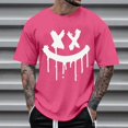 thumbnail image 1 of Yaoyar Summer Fashion Casual Men's Round Neck Graffiti Expression Pattern Printed T-shirt Top Red,2XL, 1 of 4