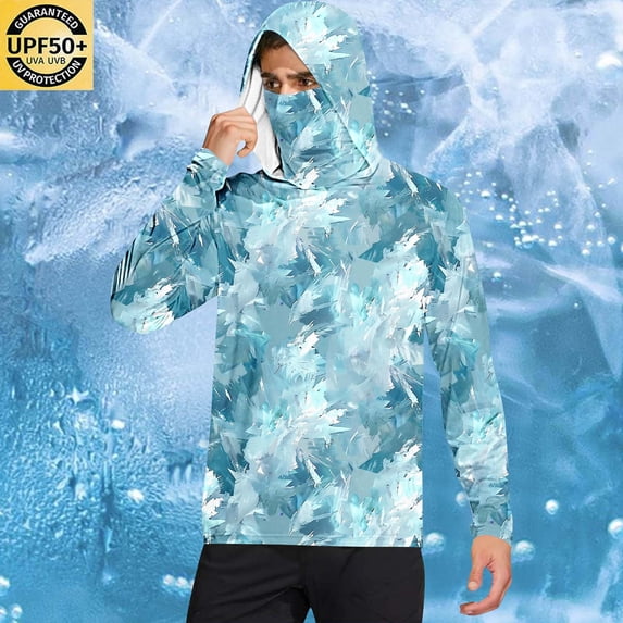 Yaoyar Summer Lightweight Breathable Minimalist Sun-Protective Jacket for Men with Face Mask Finger Loops Long Sleeve Hooded Top UV Shield Outerwear
