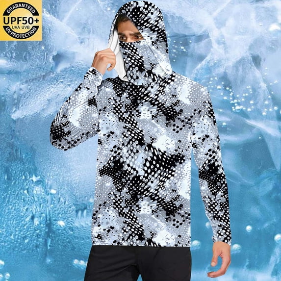 Yaoyar Summer Lightweight Breathable Minimalist Sun-Protective Jacket for Men with Face Mask Finger Loops Long Sleeve Hooded Top UV Shield Outerwear