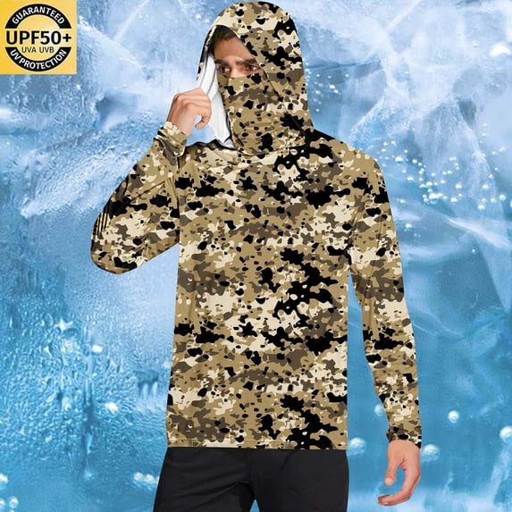 Yaoyar Summer Lightweight Breathable Minimalist Sun-Protective Jacket for Men with Face Mask Finger Loops Long Sleeve Hooded Top UV Shield Outerwear