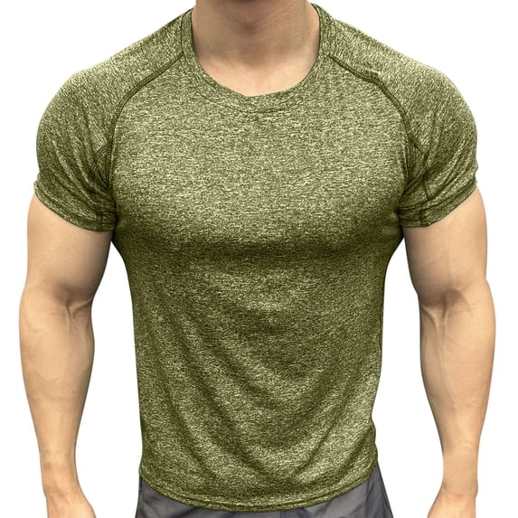 Yaoyar Summer Men's Athletic Short Sleeve Crew Neck Compression Top, Breathable Running Training Tee, High Elastic Tights Short Sleeve Crew Neck shirt, Sport Activewear