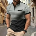 thumbnail image 1 of Yaoyar Summer Men's Clothing T-Shirts for Men Short Sleeve Shirts Casual Stripe Button Short Sleeve Turndown Collar Blouse Shirt Gray,S, 1 of 8
