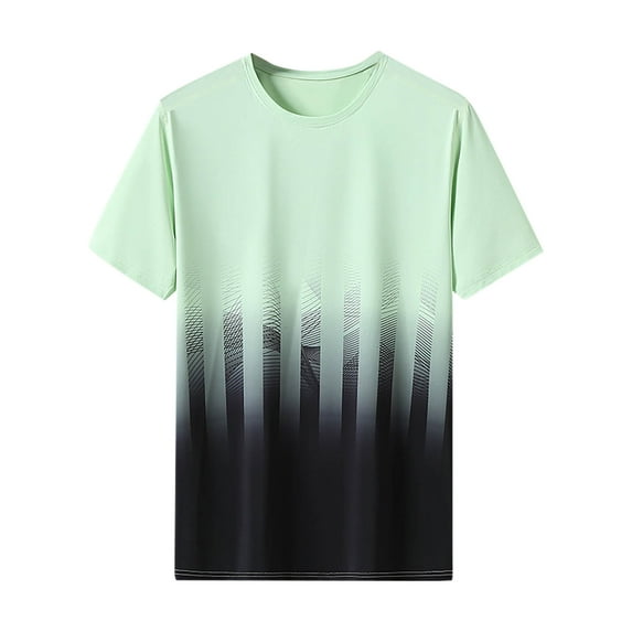Yaoyar Summer Simple Round Neck Short Sleeved Ice Quick Breathable Gradient Versatile Running Casual Loose T-Shirt, L-8XL,Muticolor Mint Green,7XL