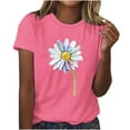 thumbnail image 1 of Yaoyar Summer Tops Women Cute Flower Print T-Shirt Short Sleeved Casual T Shirt Crewneck Loose Fit Tee Summer Graphic Tops, 1 of 2