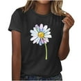thumbnail image 1 of Yaoyar Summer Tops Women Cute Flower Print T-Shirt Short Sleeved Casual T Shirt Crewneck Loose Fit Tee Summer Graphic Tops, 1 of 2