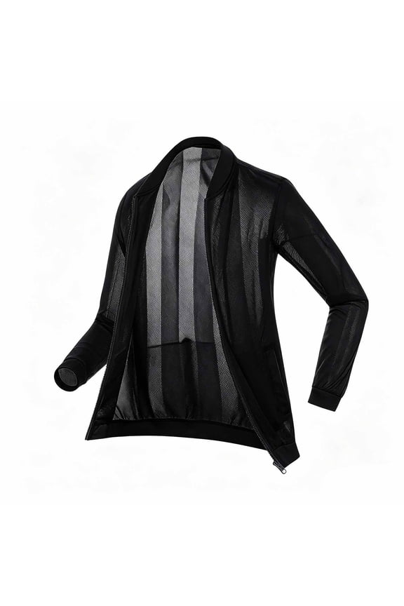 Sun Protection UV Jacket for Mens Zip Up Rash Guard Long Sleeve Hiking Fishing Cool Mesh Transparent Shirt Jackets