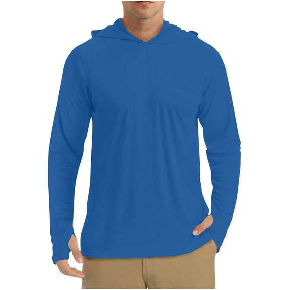 Yaoyar Sun Shirt Men's Fishing Long Sleeve Lightweight Breathable Solid Color UV Protection Hoodie Hiking Rash Guard Swimming Running