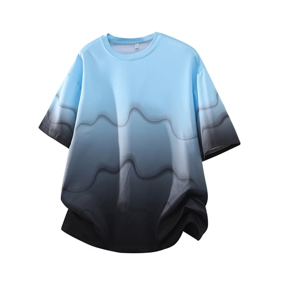 Yaoyar T-Shirt for Men Gradient Short Sleeve T Shirts Summer Casual Streetwear Fashion Tees Regular Fit Crewneck Tops