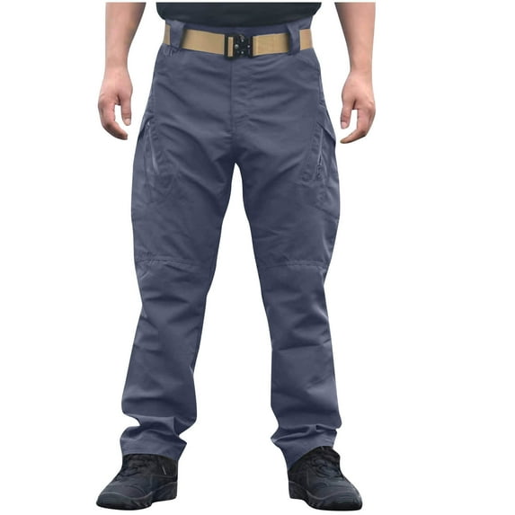 Yaoyar Tactical Multi Pocket Cargo Utility Pants for Men, Solid Color Elastic Waist Trousers Built for Outdoor Hiking Expeditions and Adventures, Rugged Workwear Bottoms