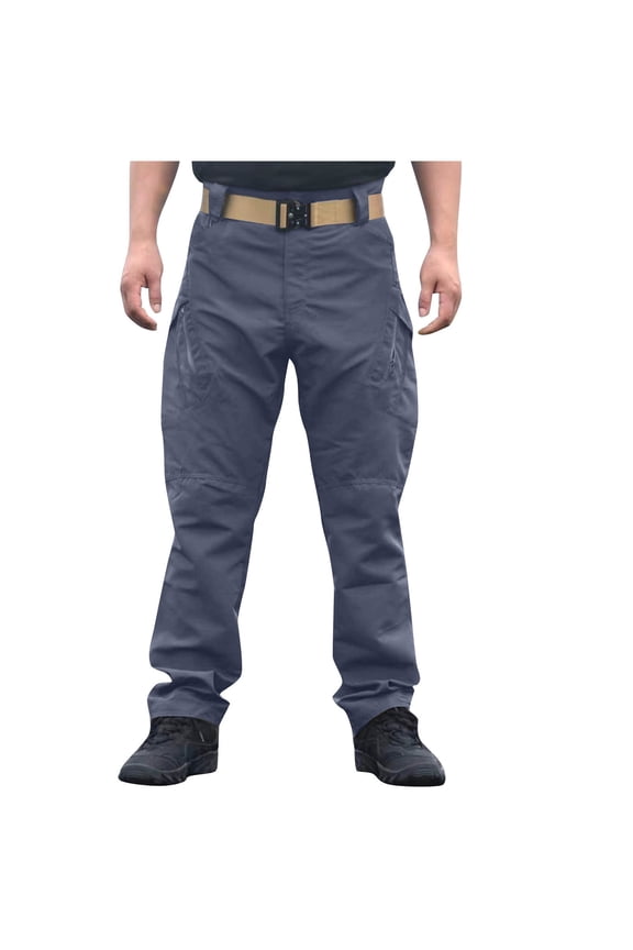 Tactical Multi Pocket Cargo Utility Pants for Men, Solid Color Elastic Waist Trousers Built for Outdoor Hiking Expeditions and Adventures, Rugged Workwear Bottoms