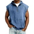 thumbnail image 1 of Yaoyar Tank Top for Men Workout Gym Sleeveless Hoodies Relaxed Fit Vintage Distressed Washed Shirts 1/4 Zip Pullover Top, 1 of 4