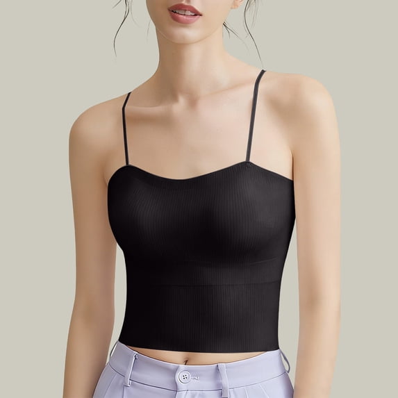 Ounisa Tank Tops With Built In Bras For Women Shelf Bra Crop Top Camisole Undershirts Vest Spaghetti Strap Cami