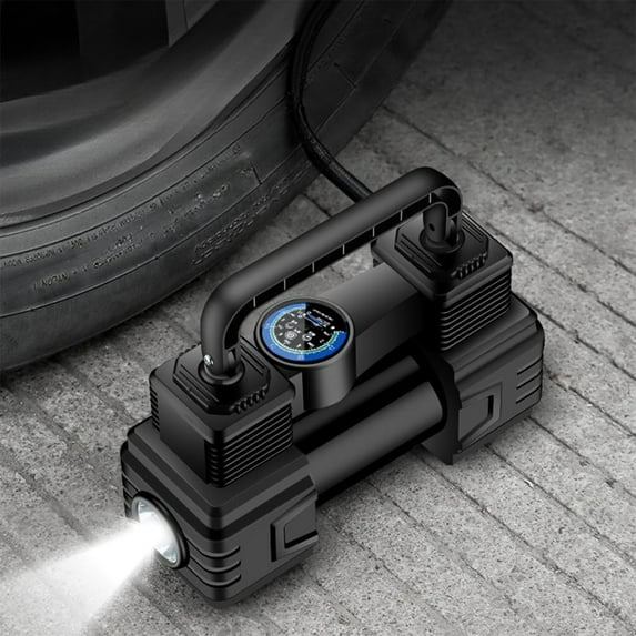 Yaoyar Tire Inflator Heavy Duty Double Cylinders Car Accessories,Metal 12V Air Compressor Pump for Car, Truck, SUV Tires, Dinghy, Air Bed etc