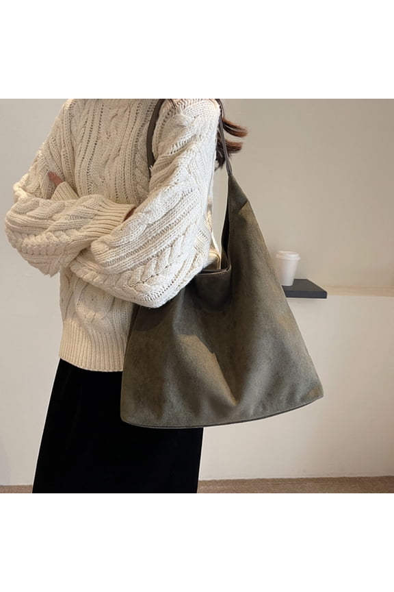 Tote Bags For Women Work Bags Suede Slouchy Bag Handbag Office Tote Handbag Brown Suede Bag Tote Bag For Women Suede Shoulder Bag For Work Handle Home Storage and Organization On clearance