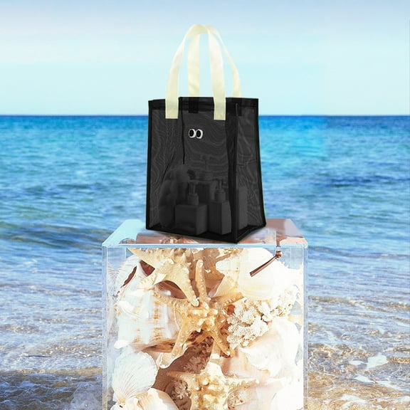 Yaoyar Tote Beach Bags Waterproof Sandproof with Zipper for Women, Pool Mesh Net Swim Large Travel Foldable Toy Bag, Beach Vacation Essentials Simple Modern Bag