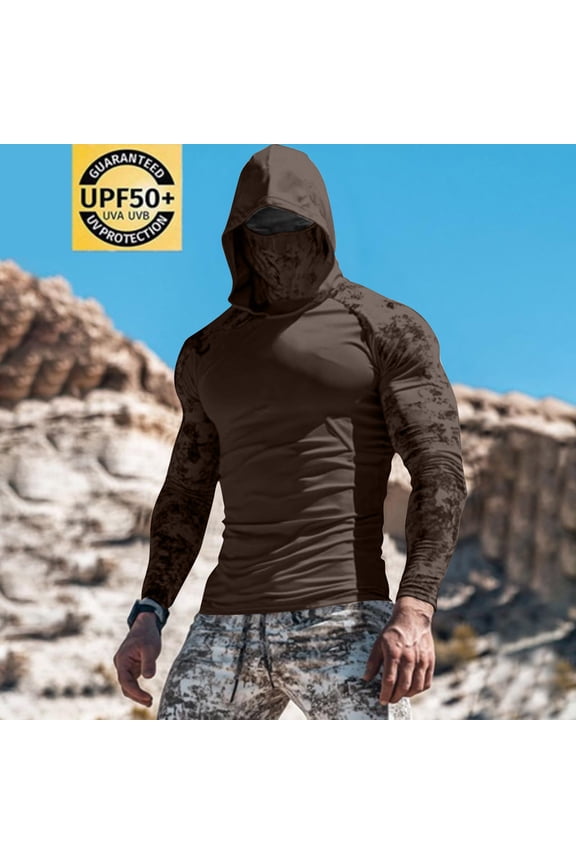UPF Sun Protective Hooded Windbreaker for Men, Lightweight Printed Pullover with Long Sleeves,Summer Outdoor Sports Travel Outerwear