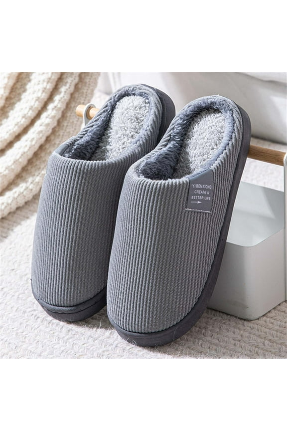 Unisex Men's Women's Cotton Slippers, Comfort Cotton-blend Closed Toe, House Shoes Indoor Scuff, Couple Warm Shoes