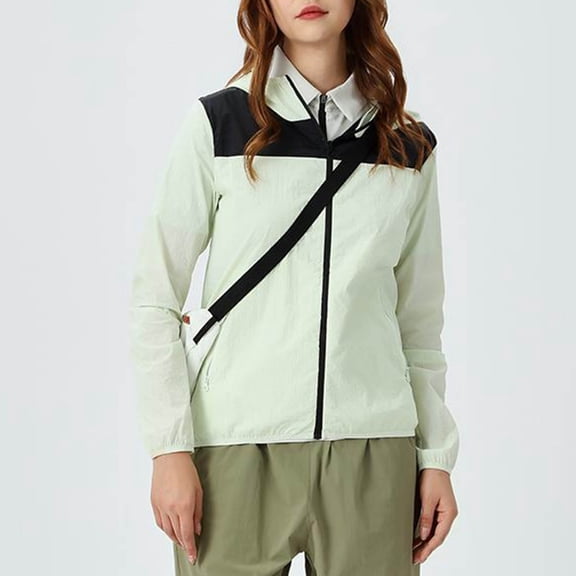 Yaoyar Unisex Same Solid Color Hooded Jacket Outdoor Sports Windproof Lightweight Mountaineering Hiking Wear-Resistant Water-Repellent Pocket Zipper Sun Protection Clothing Top