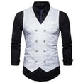 thumbnail image 1 of Yaoyar Vests For Men Autumn And Winter Party Brocade Casual Vest Jacket With Winter Fashion Personality Vest Jacket Casual Print Double Breasted Blazer Jacket White M, 1 of 5