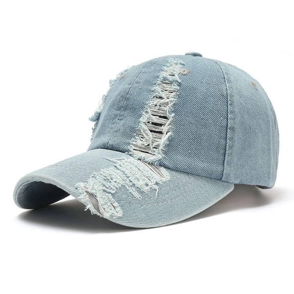 Yaoyar Vintage Distressed Ripped Denim Baseball Cap Low Profile Unstructured Cotton Dad Hat Adjustable for Women Men