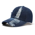 thumbnail image 1 of Yaoyar Vintage Distressed Ripped Denim Baseball Cap Low Profile Unstructured Cotton Dad Hat Adjustable for Women Men, 1 of 2
