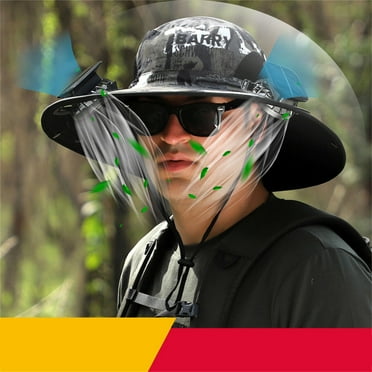 Yaoyar Wide Brim Solar Fan Outdoor Fishing Hat,Men Sun Hat with 2 Solar Fan Fishing Hats,Solar Fan Hat Upf50+,3 Speed Adjustable Fan Hat