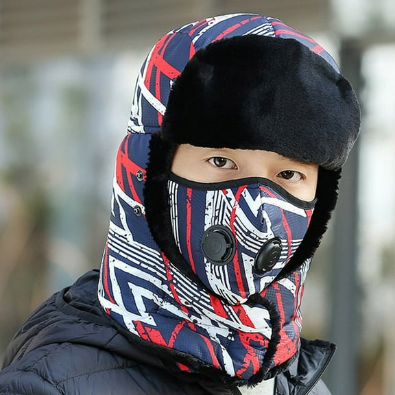 Yaoyar Winter Men And Women Hat Outdoor Thickened Warm Ski Cap Windproof Mask Ear Flaps Hats Face Protection Cap
