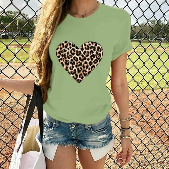 Yaoyar Women Love Heart Graphic Tees Shirt Short Sleeve Tops Tshirts Loose Blouse Cute Funny Gift Clothes