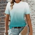 thumbnail image 1 of Yaoyar Women Summer Tops Gradient Color Crew Neck Short Sleeve Workout Shirts Casual Loose Pullover Tshirt Tees, 1 of 5
