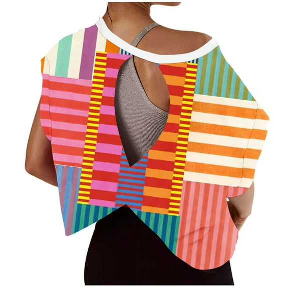 Yaoyar Women’s Backless Thin Workout Crop Tops Cutout Back Sports T-Shirts Exercise Blouse Tee Top Athletic Gym Yoga Shirt