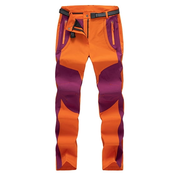 Yaoyar Women's Color Blocked Trail Pants Solid Color with Athletic Pockets Quick Dry Technical Fabric for Mountain Trekking Cargo Pants,XXXXL,Orange