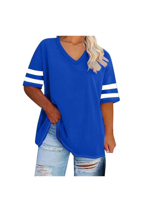 Women's V Neck T Shirts Short Sleeve Summer Casual Tops Raglan Baseball Tee Shirts