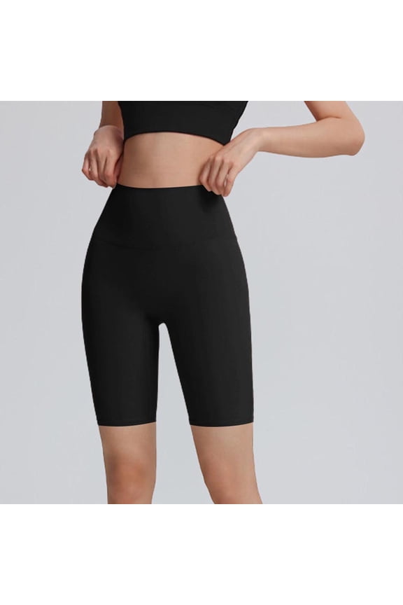 Womens High Waisted Biker Shorts Ribbed Workout Yoga Running Tummy Control Spandex Short