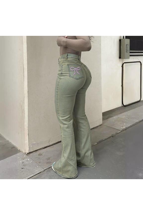 Womens Jeans Stretch Bootcut High Waisted Flare Jeans Vintage Butt Lifting Denim Bell Bottoms Trendy Jean Pants