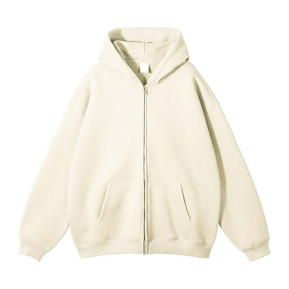 Yaoyar Workout Hoodies Male Big And Tall Casual Solid Hoodies Sleeve Full Zipper With Pocket Hooded Blouse Loose,Beige,M