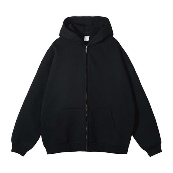 Yaoyar Workout Hoodies Male Big And Tall Casual Solid Hoodies Sleeve Full Zipper With Pocket Hooded Blouse Loose,Black,XL