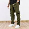 thumbnail image 1 of Yaoyar Zip Hem Cargo Pants for Men, Solid Color Elastic Waist Trousers with Drawstring and Multiple Pockets, Adjustable Outdoor Bottoms, 1 of 4