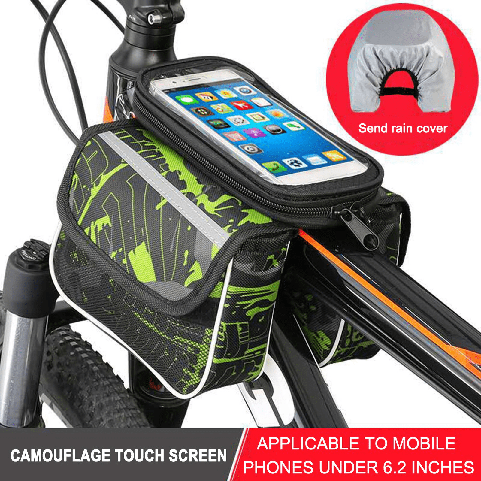 Yapicoco Bicycle Front Pannier Frame Bag, Fitting Under 6.2 Bike Phone