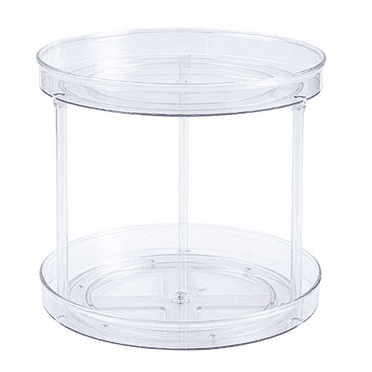 Yapicoco Clear Turntable Organizer 2-Tier 360-Degree Rotating Cabinet Lazy Susan Organizers Spinning Spice Containers Cosmetic Can Acrylic Turntable Organizer for Kitchen and Bathroom