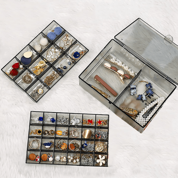 Yapicoco Transparent Acrylic 3 Layer Travel Jewelry Box