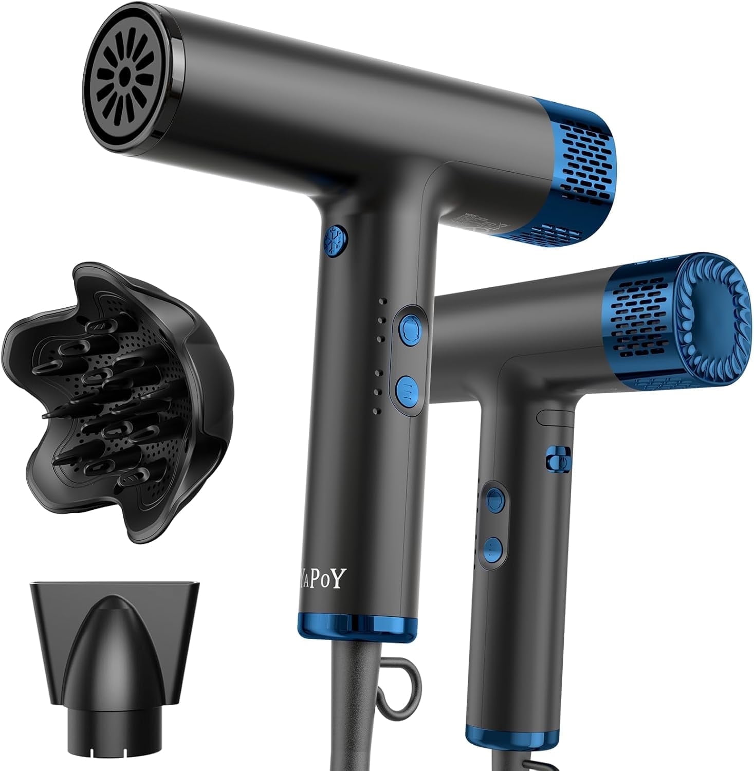 Yapoy Professional Hair Dryer with Diffuser 110, 000 RPM High-Speed 200 Million Ionic, Black