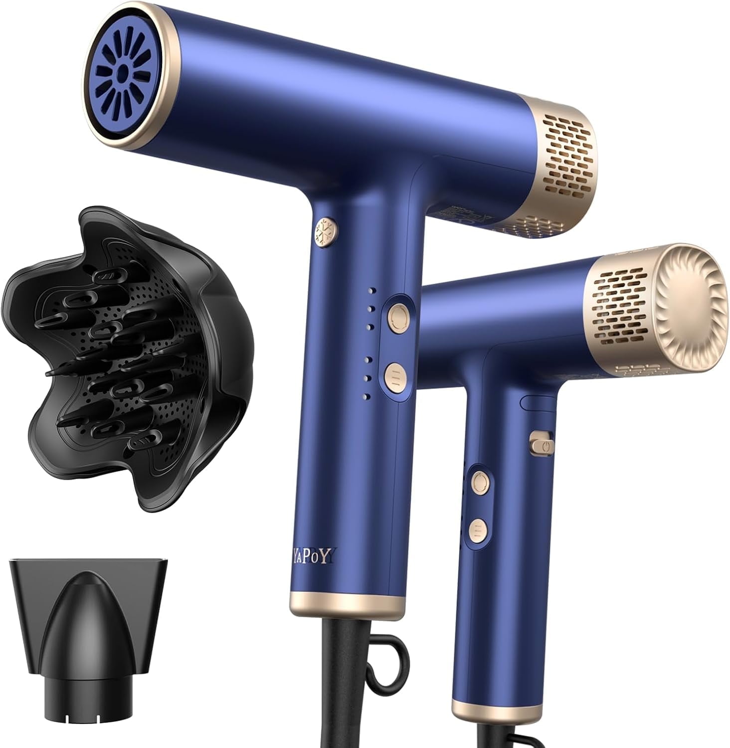 Yapoy Professional Hair Dryer with Diffuser 110, 000 RPM High-Speed 200 Million Ionic, Blue