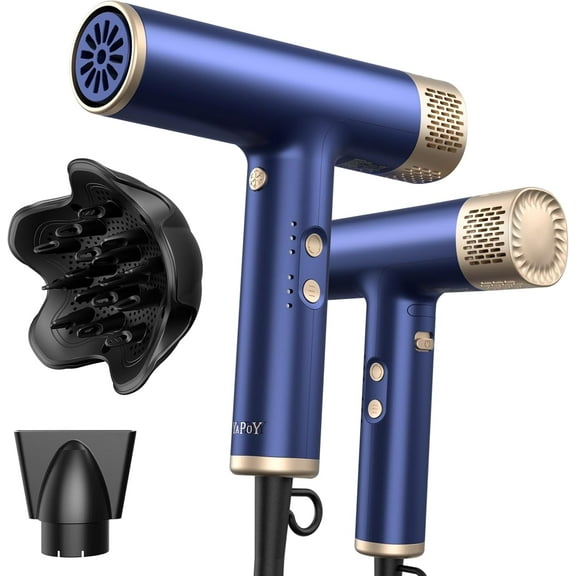 Yapoy Professional Hair Dryer with Diffuser 110, 000 RPM High-Speed 200 Million Ionic, Blue